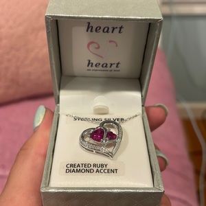 Heart 2 heart pink and silver heart necklace